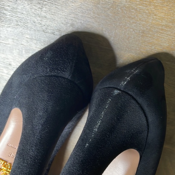 PRADA Black Suede Open Peep Toe Platform High Heel Pumps - Picture 10 of 16